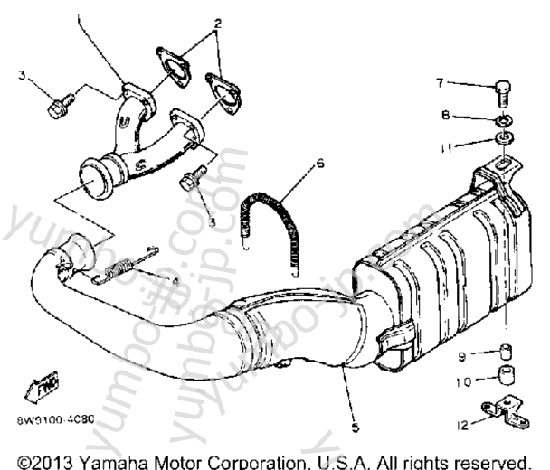 Exhaust for snowmobiles YAMAHA EXCEL III (EC340H) 1984 year