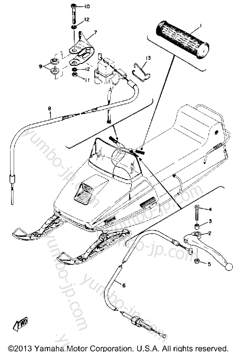 Grip - Wiring for snowmobiles YAMAHA SL433B 1973 year