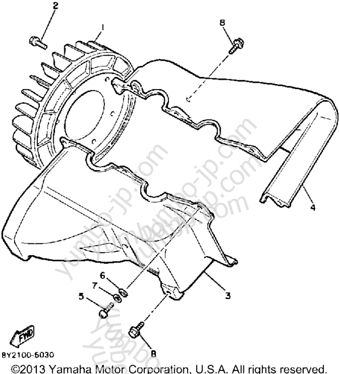 Air Shroud - Fan для снегоходов YAMAHA ENTICER 340 (ET340K) 1986 г.