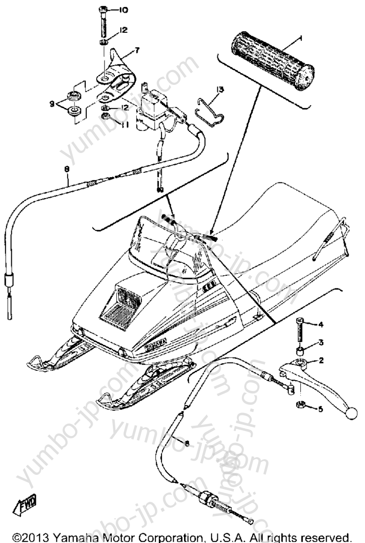 Grip - Wiring for snowmobiles YAMAHA SM292F 1974 year