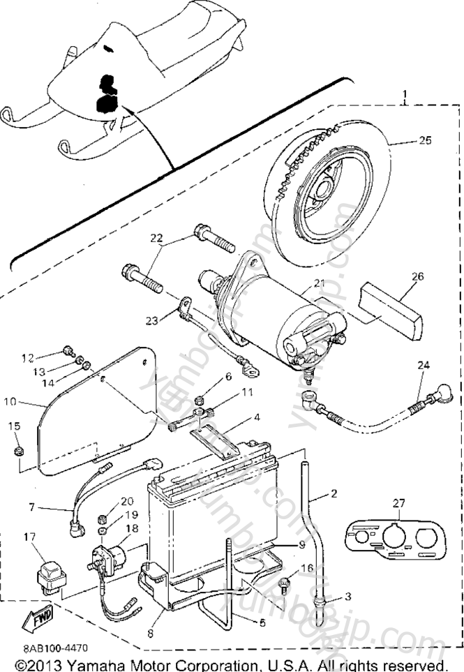 Electric Start Kit (Alternate) for snowmobiles YAMAHA VMAX 500 ST (LONG TRACK) (VX500STU) 1994 year