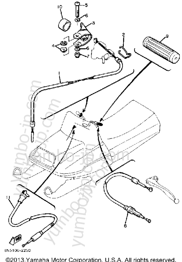 Control - Cable for snowmobiles YAMAHA ET340F 1982 year