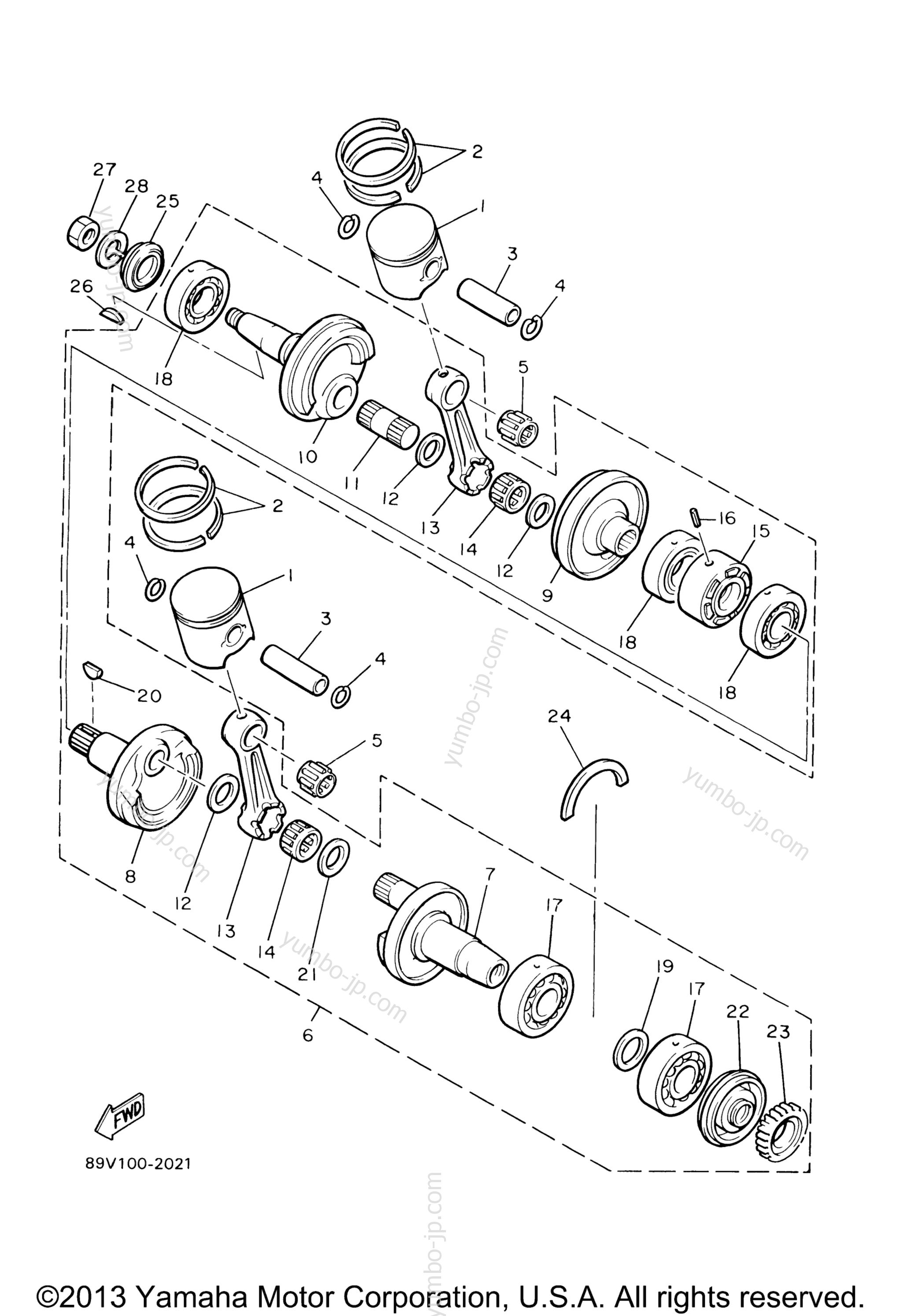 Crankshaft - Piston for snowmobiles YAMAHA PHAZER II ST (PZ480STT) 1993 year