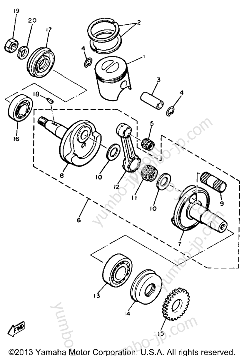 Crankshaft - Piston for snowmobiles YAMAHA BRAVO LT (BR250TU) 1994 year