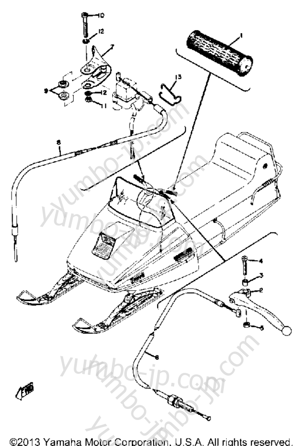 Grip - Wiring for snowmobiles YAMAHA SW433C 1973 year