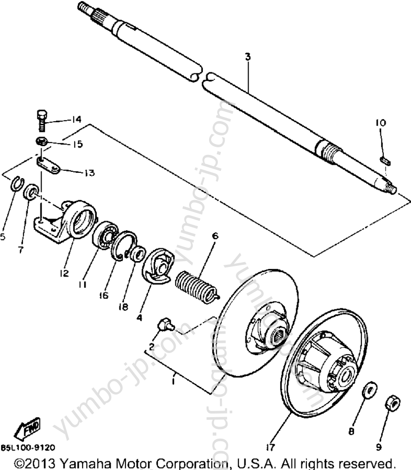 Secondary Sheave for snowmobiles YAMAHA OVATION (CS340N) 1989 year