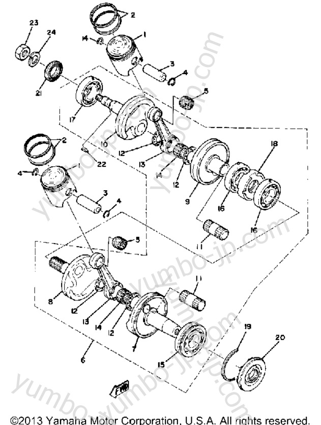 Crankshaft - Piston for snowmobiles YAMAHA ET340D 1980 year