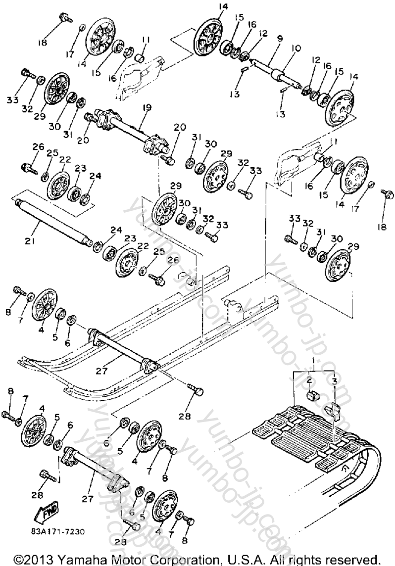 Track Suspension 1 for snowmobiles YAMAHA ENTICER LTR (LONG TRACK+REVERSE) (ET340TRM) 1988 year