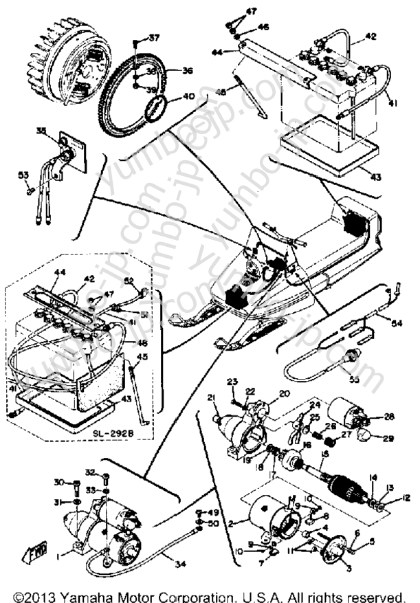 Electric Starter (Alternate Parts) Sl292 - B for snowmobiles YAMAHA SL292C CA 1973 year