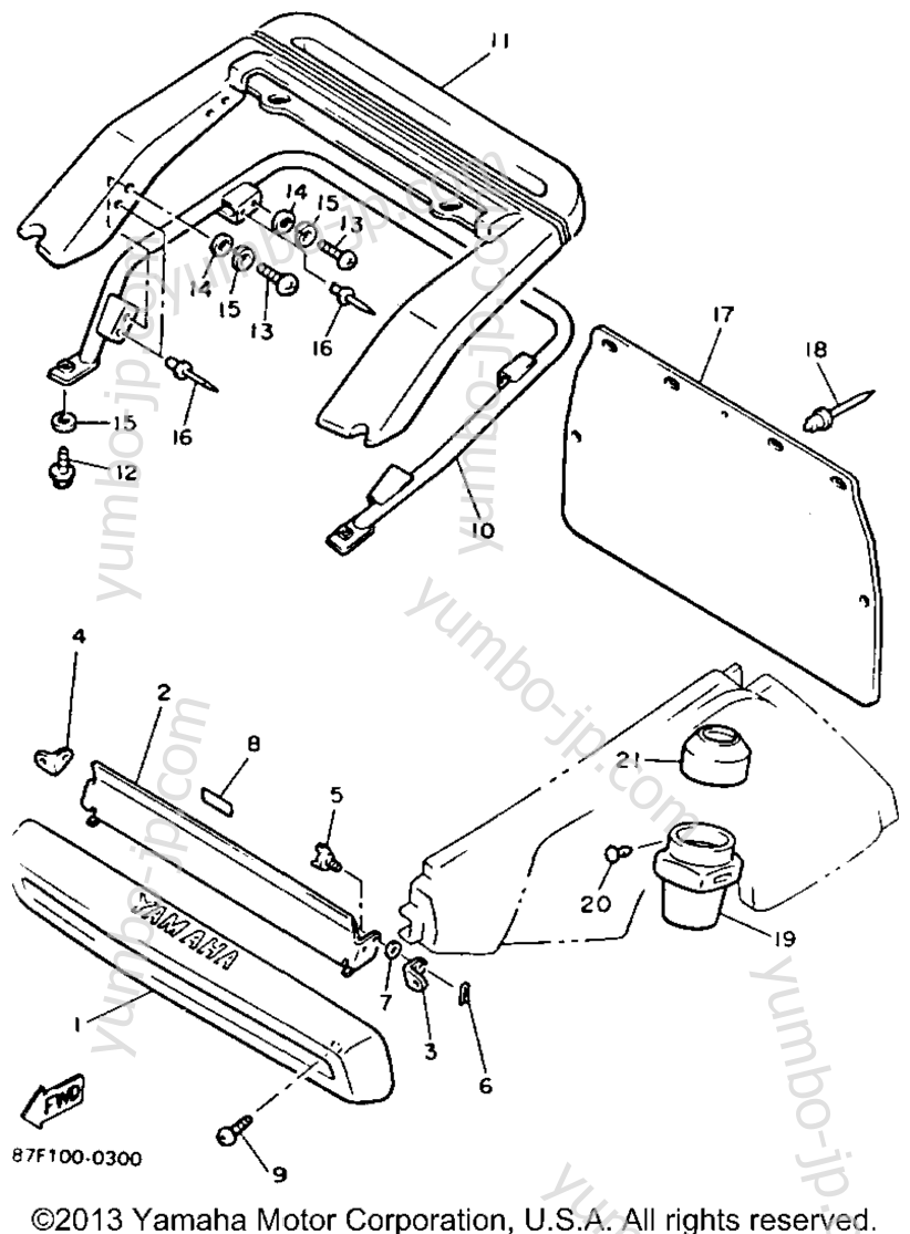 Bumper для снегоходов YAMAHA PHAZER II LE (ELEC START) (PZ480ER) 1991 г.