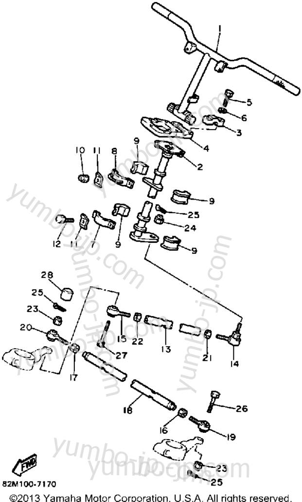 Steering for snowmobiles YAMAHA EXCITER DELUXE (ELEC START) (EX570EN) 1989 year