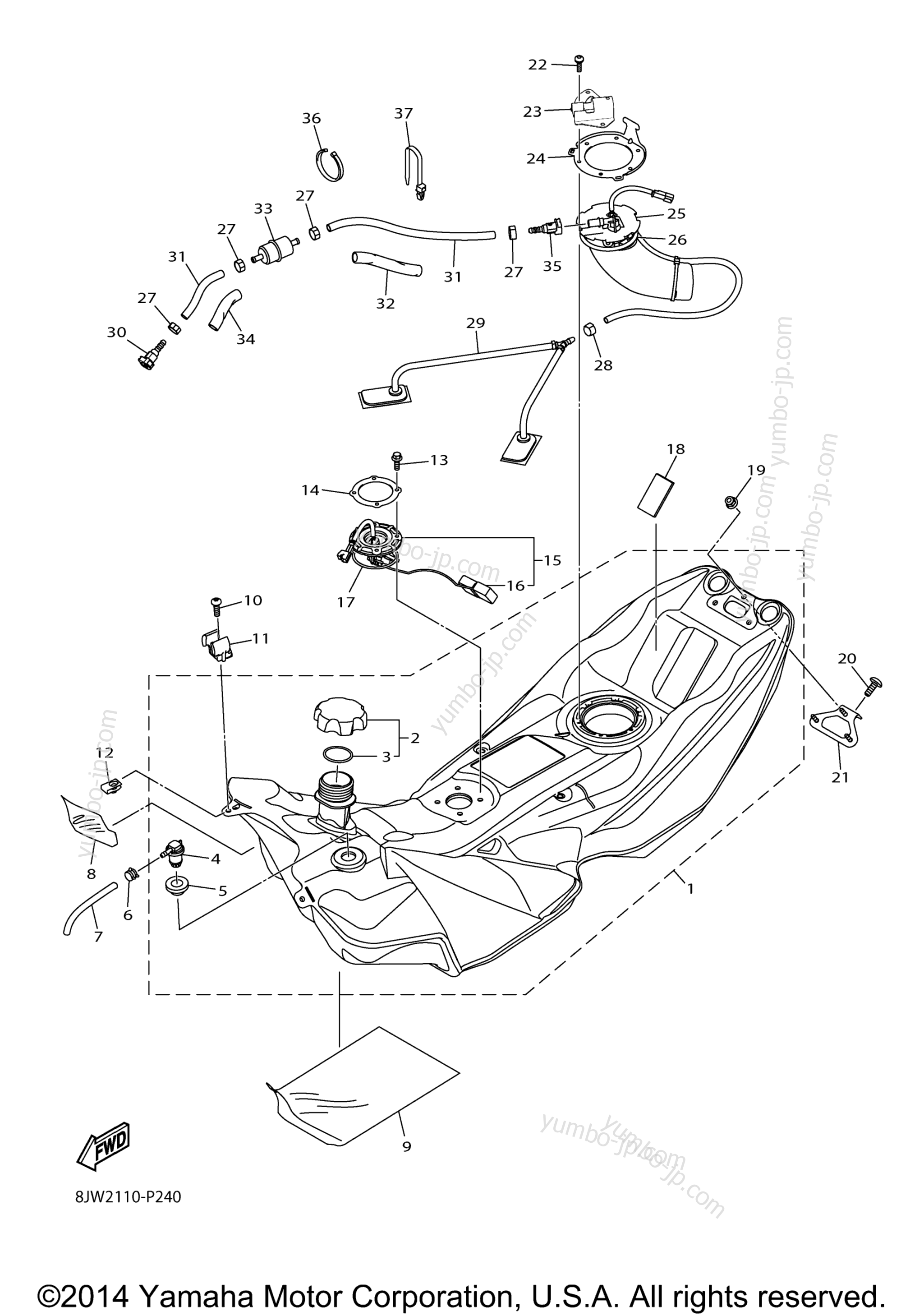 Топливный бак для снегоходов YAMAHA SRVIPER X TX LE (SR10XLFO) 2015 г.