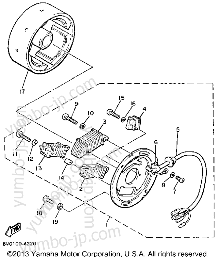 GENERATOR для снегоходов YAMAHA PHAZER (PZ480M) 1988 г.