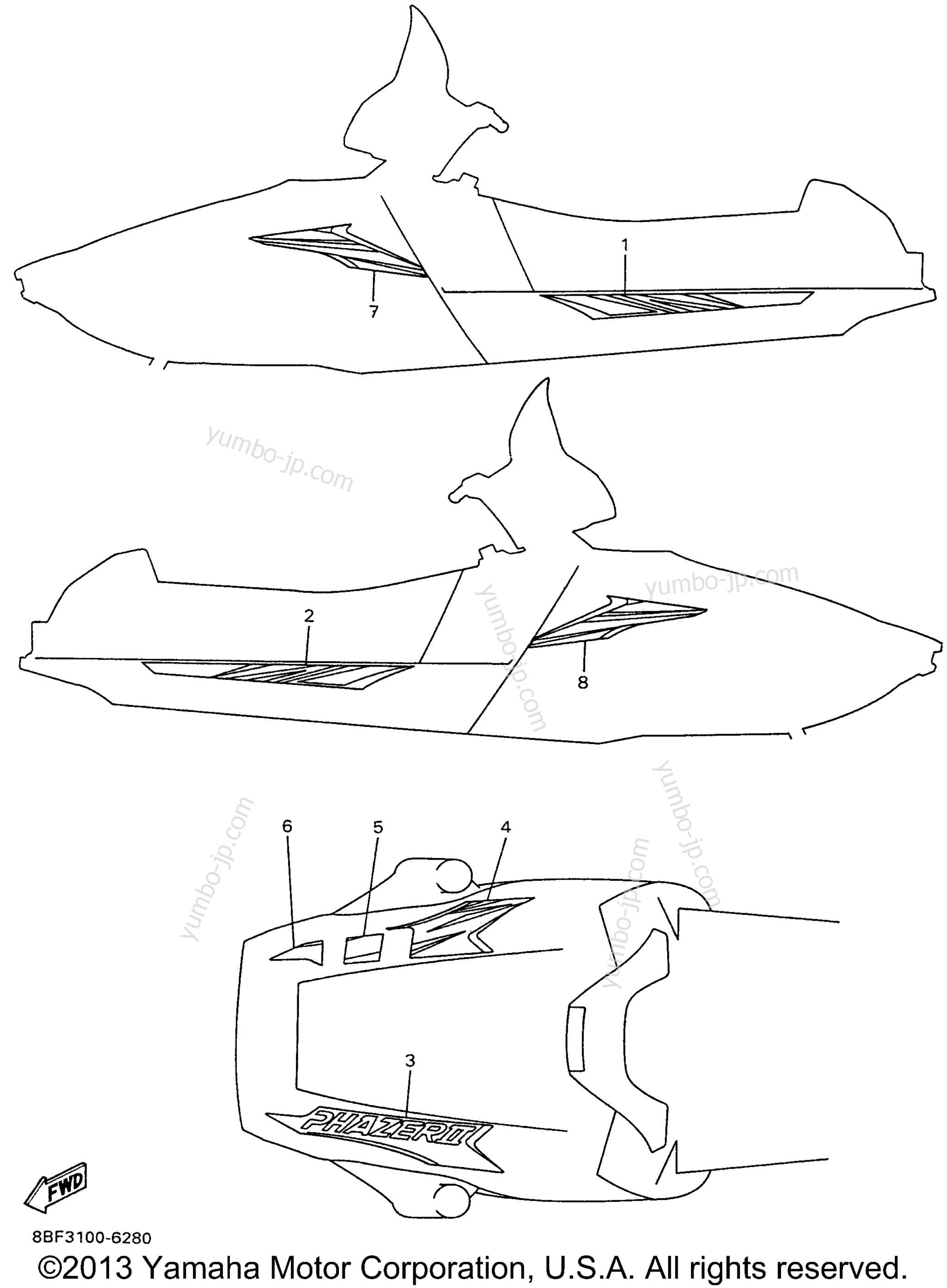 EMBLEM for snowmobiles YAMAHA PHAZER II (PZ480W) 1996 year