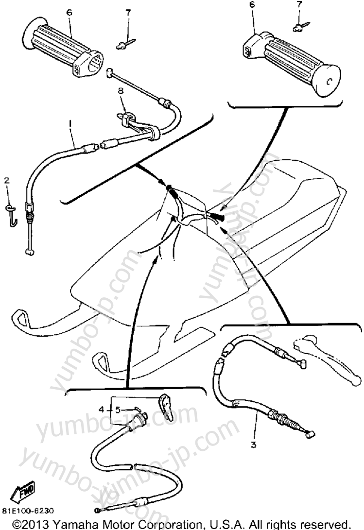 Control-Cable for snowmobiles YAMAHA INVITER (CF300N) 1989 year