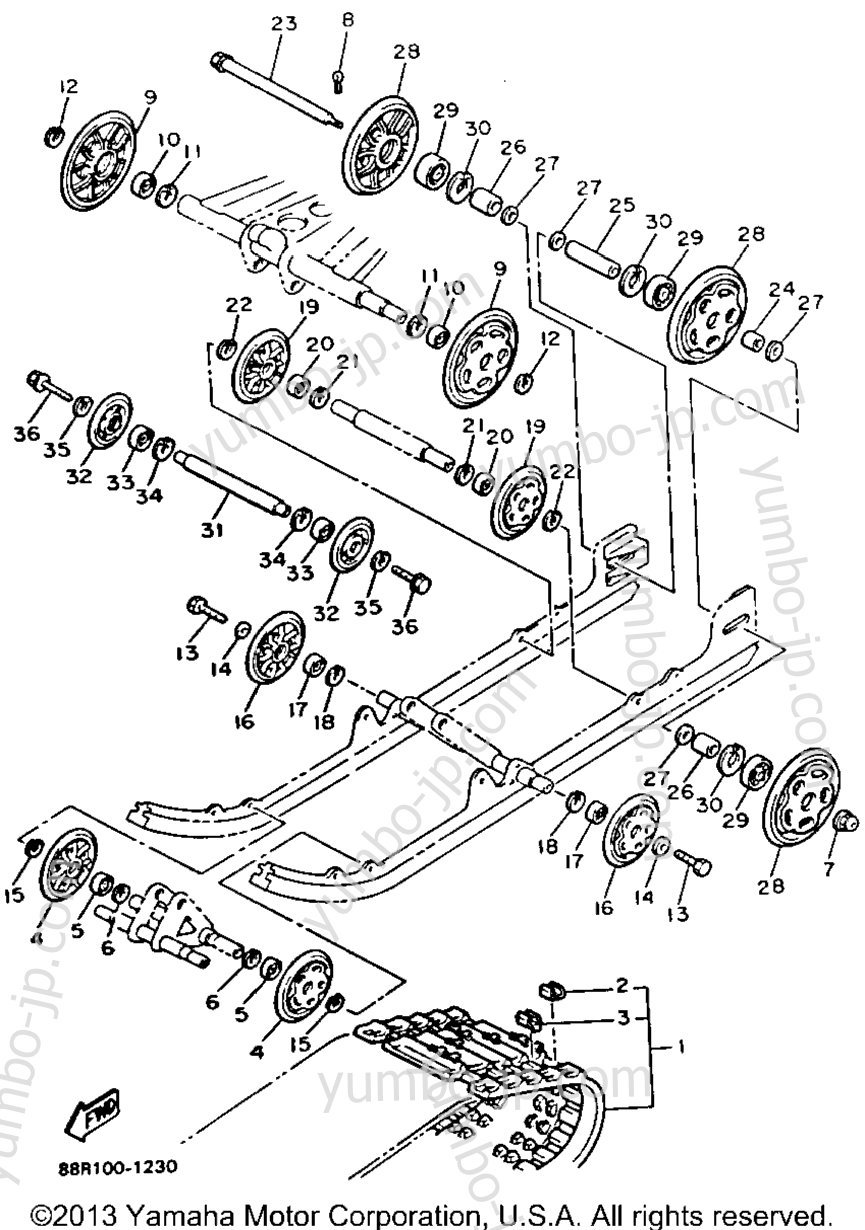 Track Suspension 1 для снегоходов YAMAHA EXCITER II LE (ELEC START) (EX570ER) 1991 г.