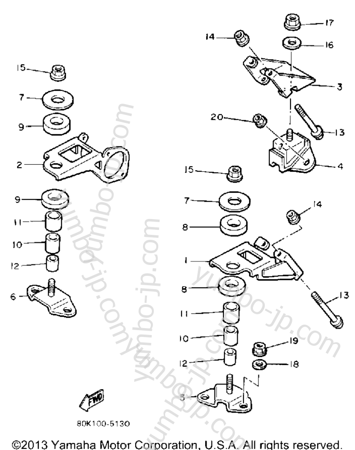 Engine Bracket for snowmobiles YAMAHA PHAZER DELUXE (ELEC START) (PZ480EL) 1987 year