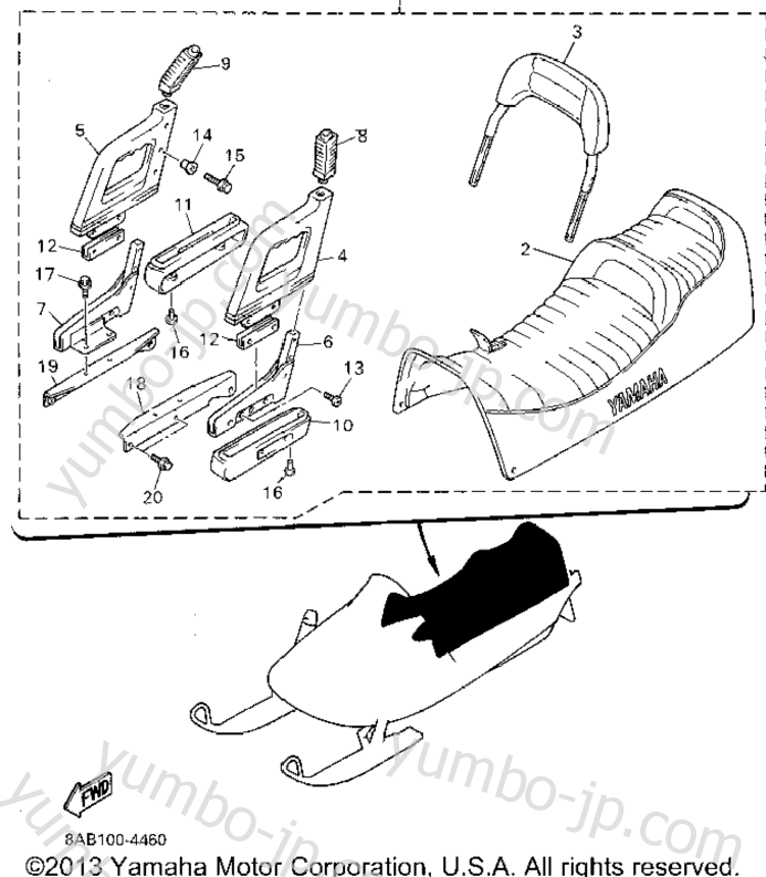 2-Up Seat Kit (Alternate) for snowmobiles YAMAHA VMAX 500 LE (ELEC START) (VX500EU) 1994 year