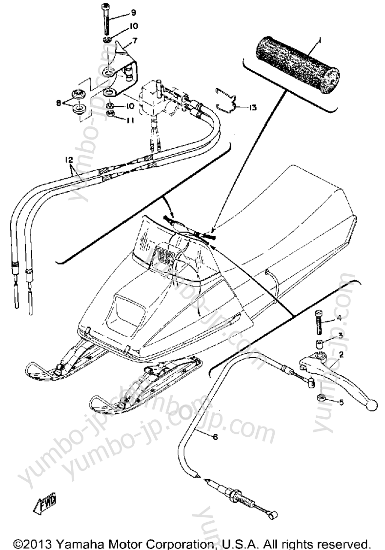Grip - Wiring for snowmobiles YAMAHA GPX338G 1975 year