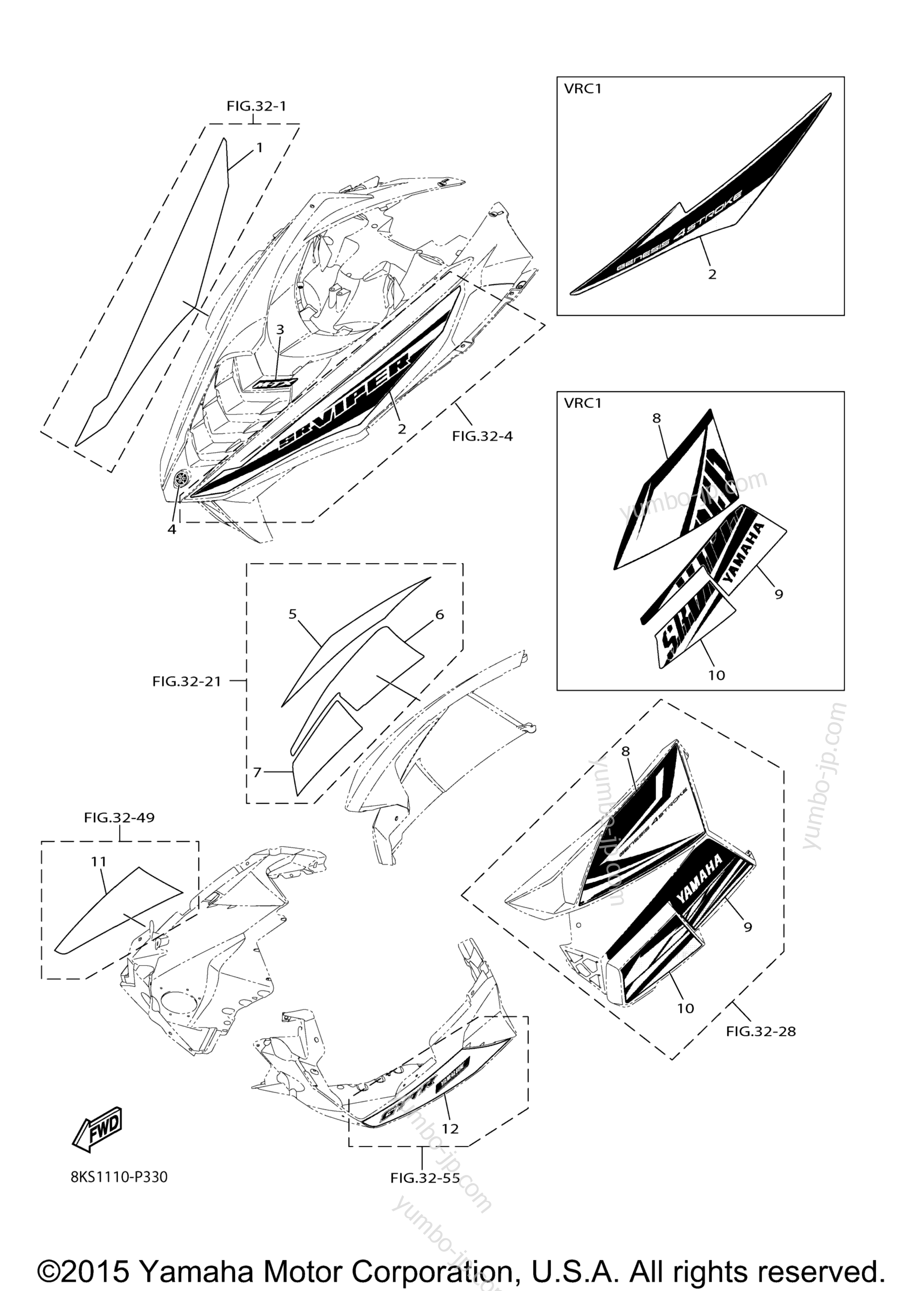 EMBLEM для снегоходов YAMAHA SRVIPER M TX 153 SE (SR10M53SFL) 2015 г.