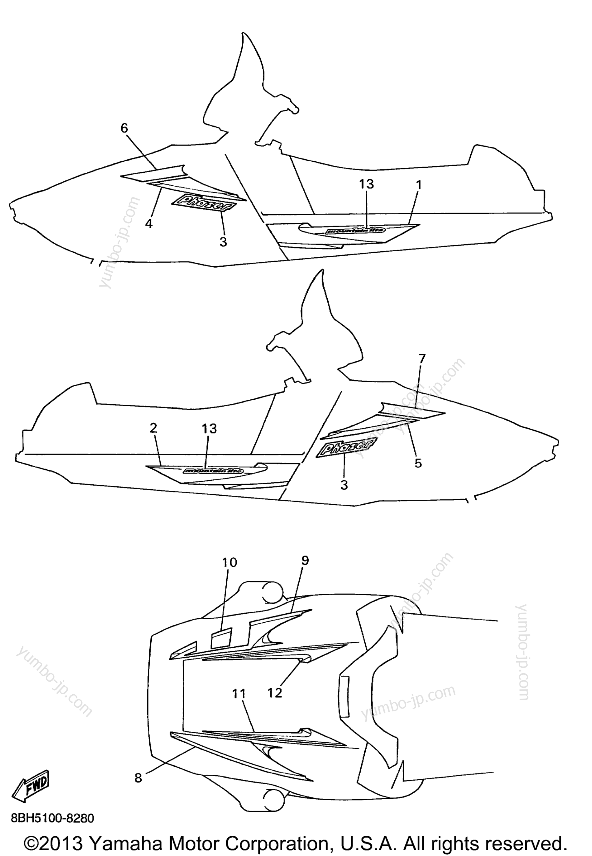 EMBLEM for snowmobiles YAMAHA PHAZER MOUNTAIN LITE (PZ480STC) 1999 year