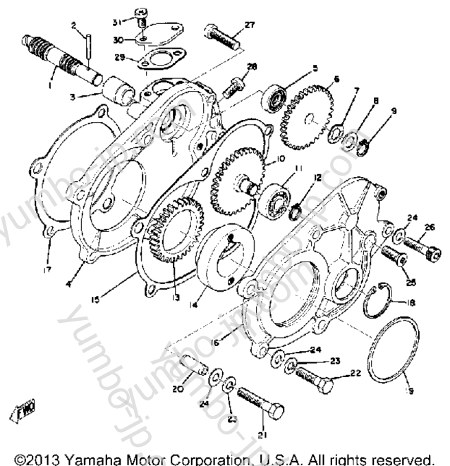 Pump Drive - Gear для снегоходов YAMAHA TW433F 1974 г.