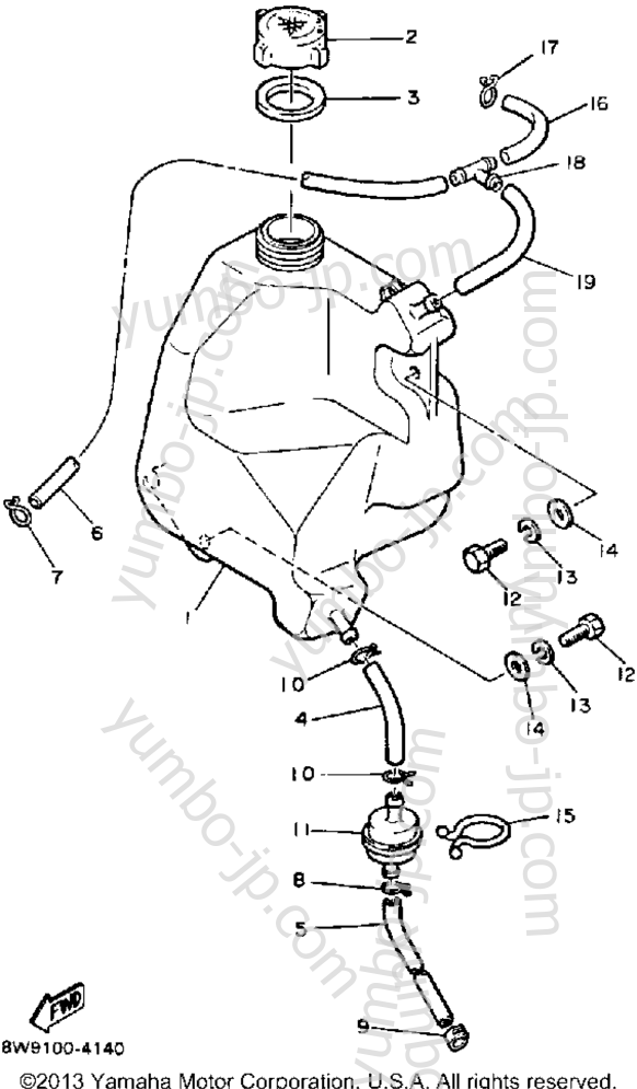 OIL TANK для снегоходов YAMAHA ENTICER 340 (ET340K) 1986 г.