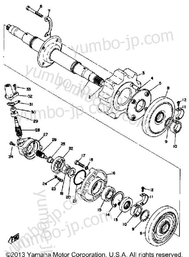 FRONT AXLE for snowmobiles YAMAHA SS338 1969 year