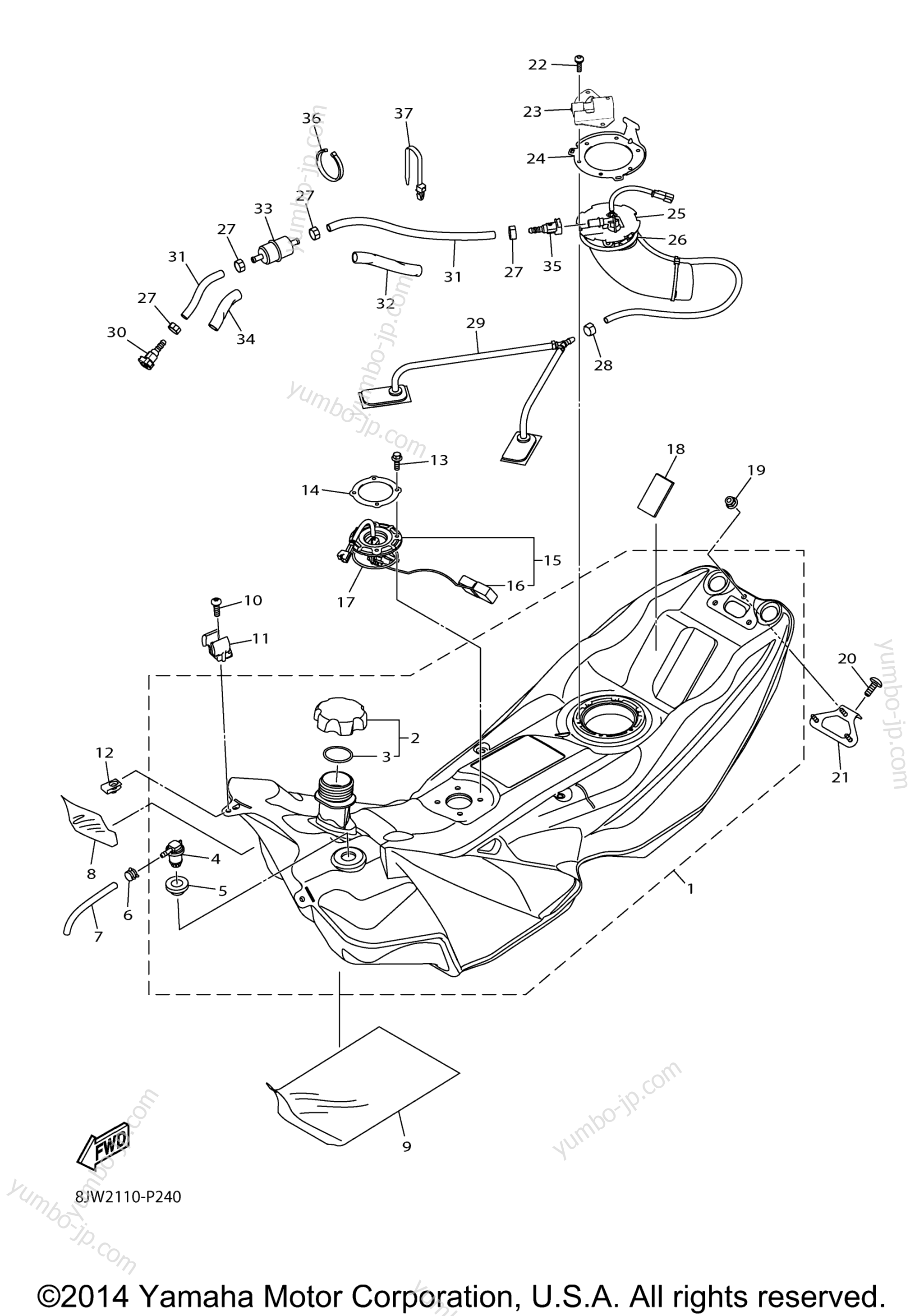 Топливный бак для снегоходов YAMAHA SRVIPER L TX SE 1.25 (SR10LSFO) 2015 г.