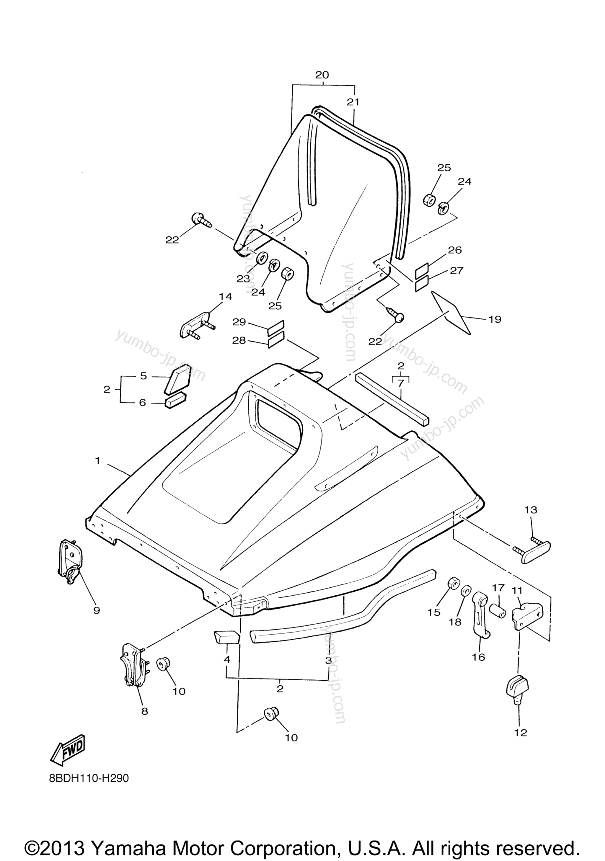 Shroud Windshield for snowmobiles YAMAHA BRAVO T (BR250TY) 2009 year