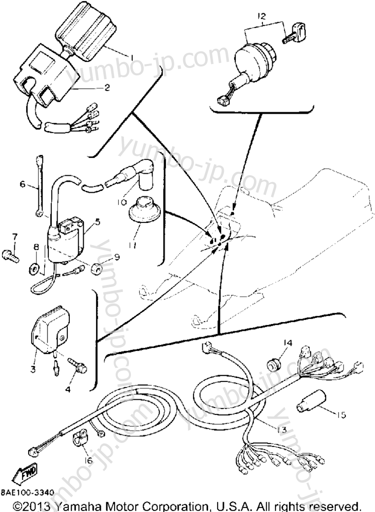 Electrical 1 for snowmobiles YAMAHA BRAVO LT (LONG TRACK) (BR250TT) 1993 year