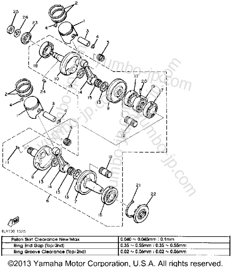 Crankshaft - Piston for snowmobiles YAMAHA ET340F 1982 year