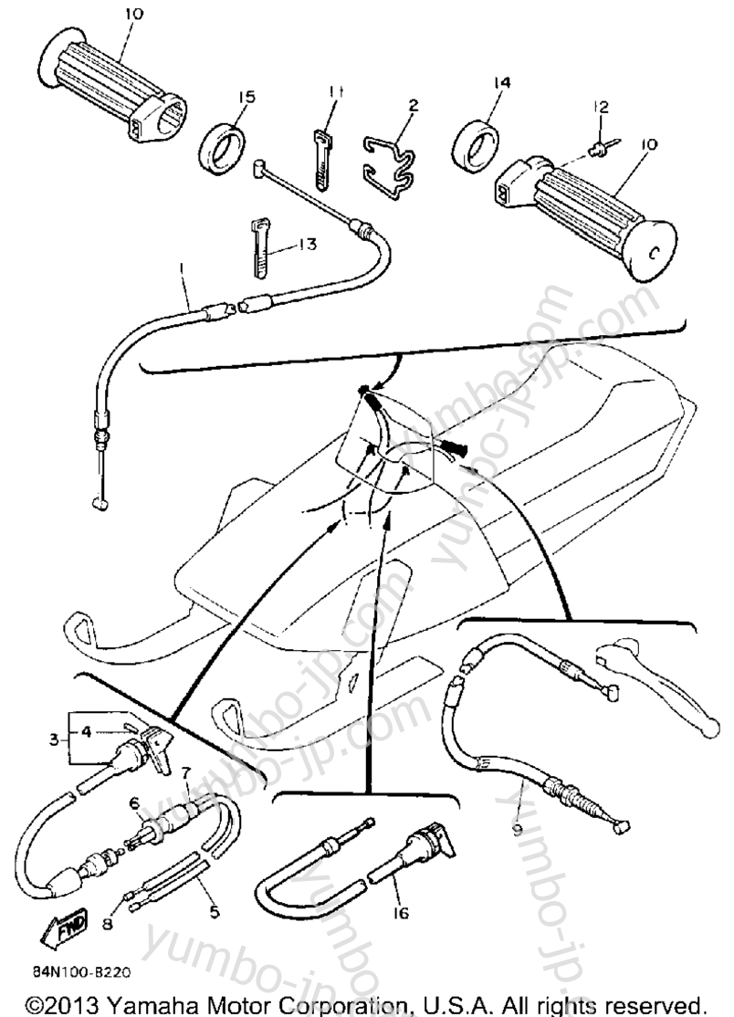 Control-Cable для снегоходов YAMAHA EXCITER DELUXE (ELEC START) (EX570EM) 1988 г.