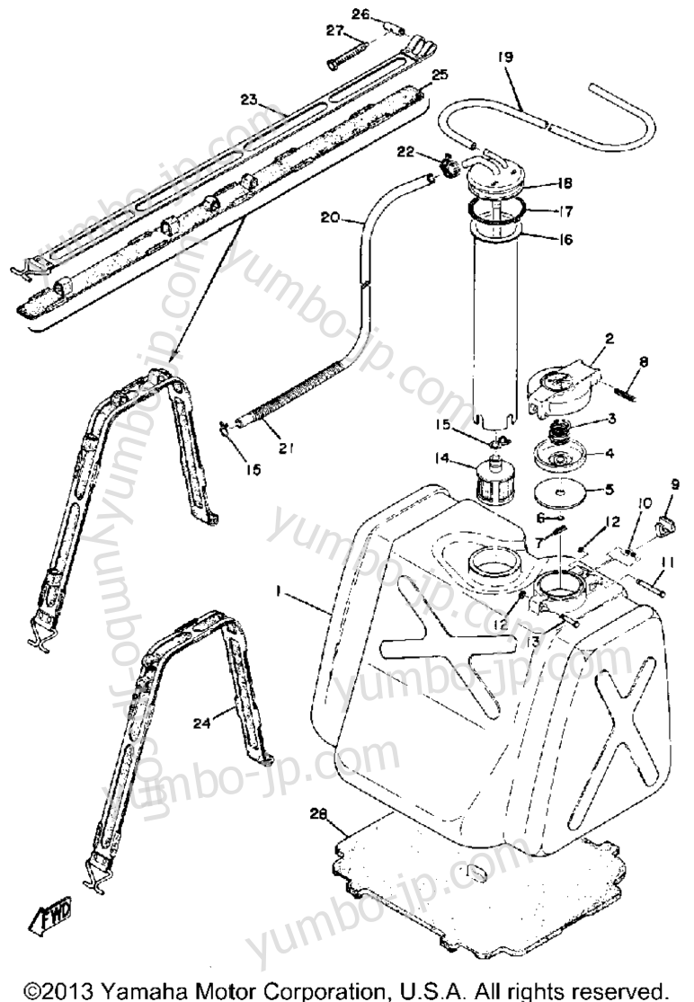 Топливный бак для снегоходов YAMAHA SL433B 1973 г.