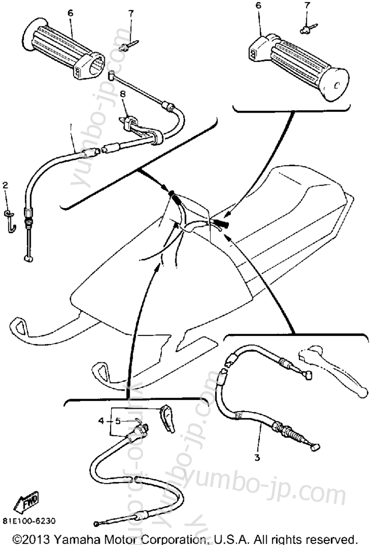 Control-Cable for snowmobiles YAMAHA INVITER (CF300P) 1990 year