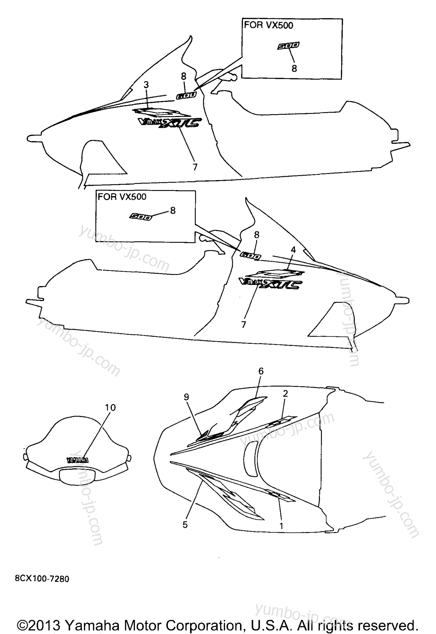 EMBLEM for snowmobiles YAMAHA VMAX 500 XTC (ELEC START) (VX500XTCEA) 1997 year