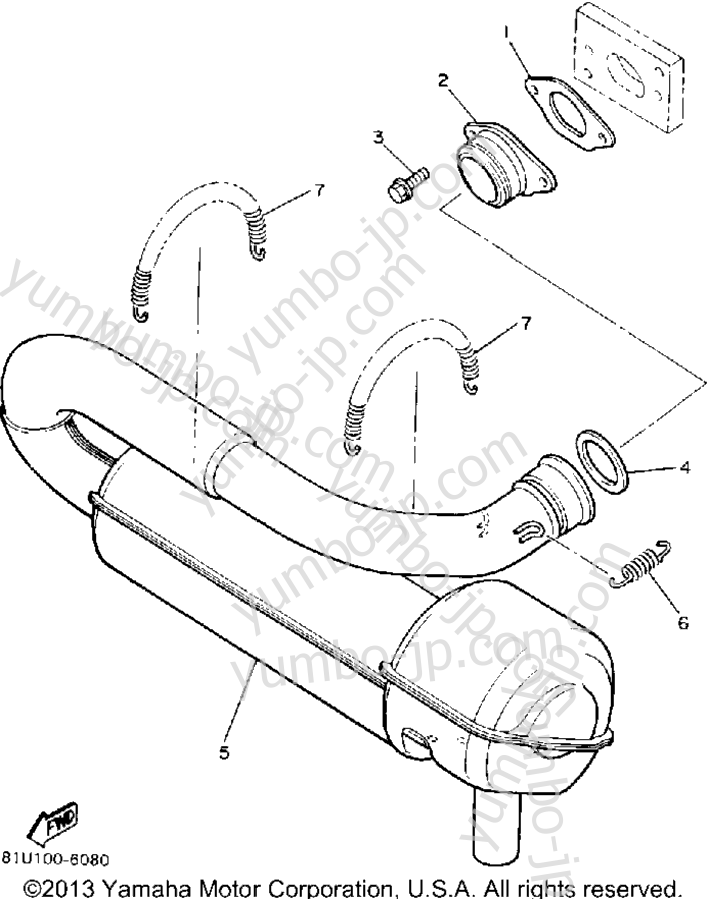 Exhaust для снегоходов YAMAHA BRAVO (BR250S) 1992 г.