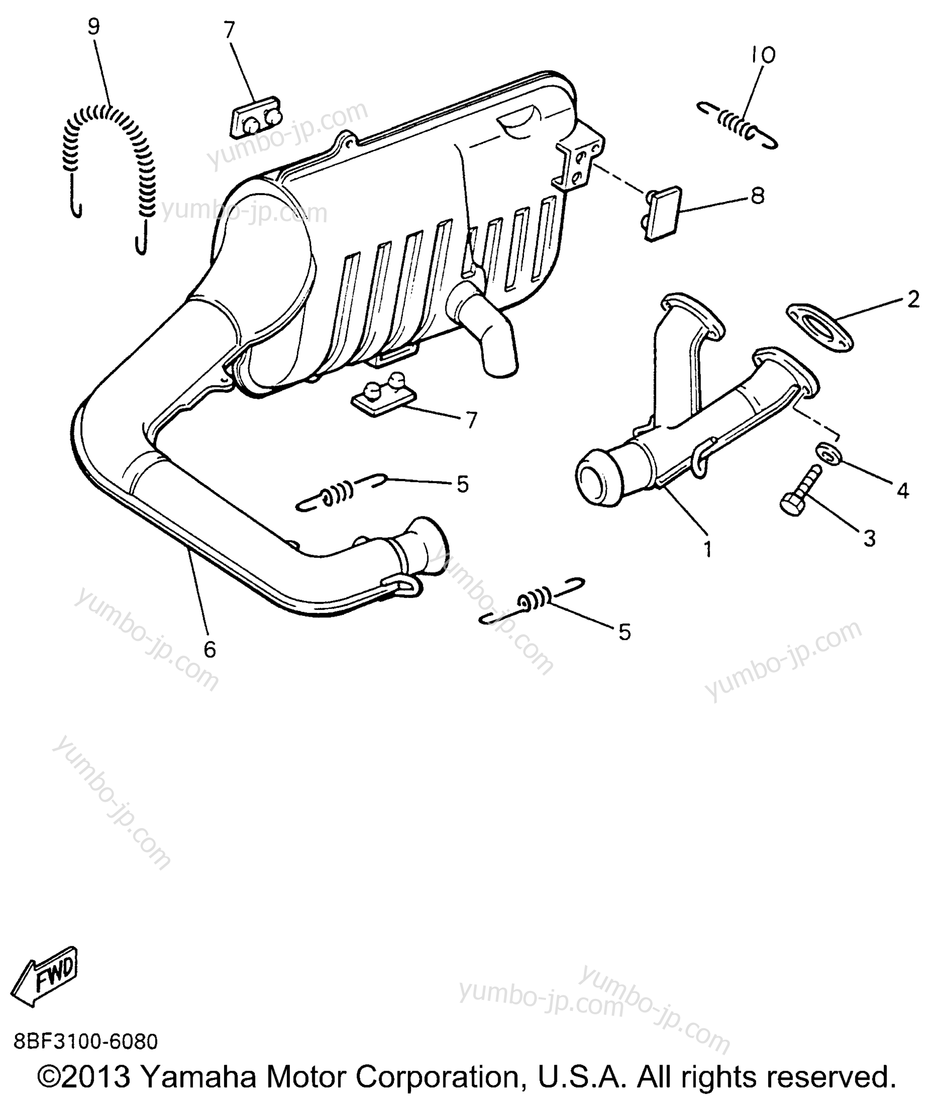 Exhaust for snowmobiles YAMAHA PHAZER II (PZ480W) 1996 year