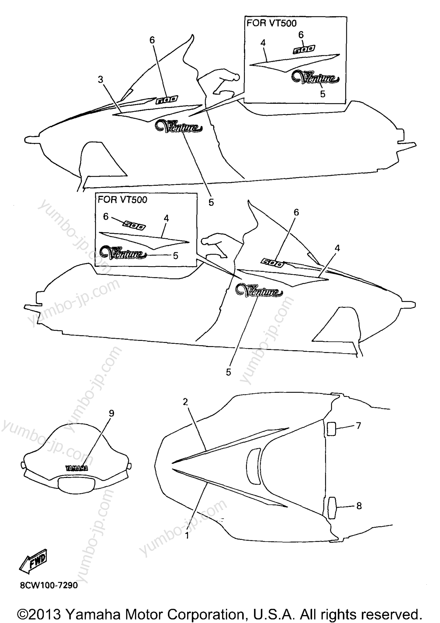 EMBLEM for snowmobiles YAMAHA VENTURE 500 (VT500A) 1997 year