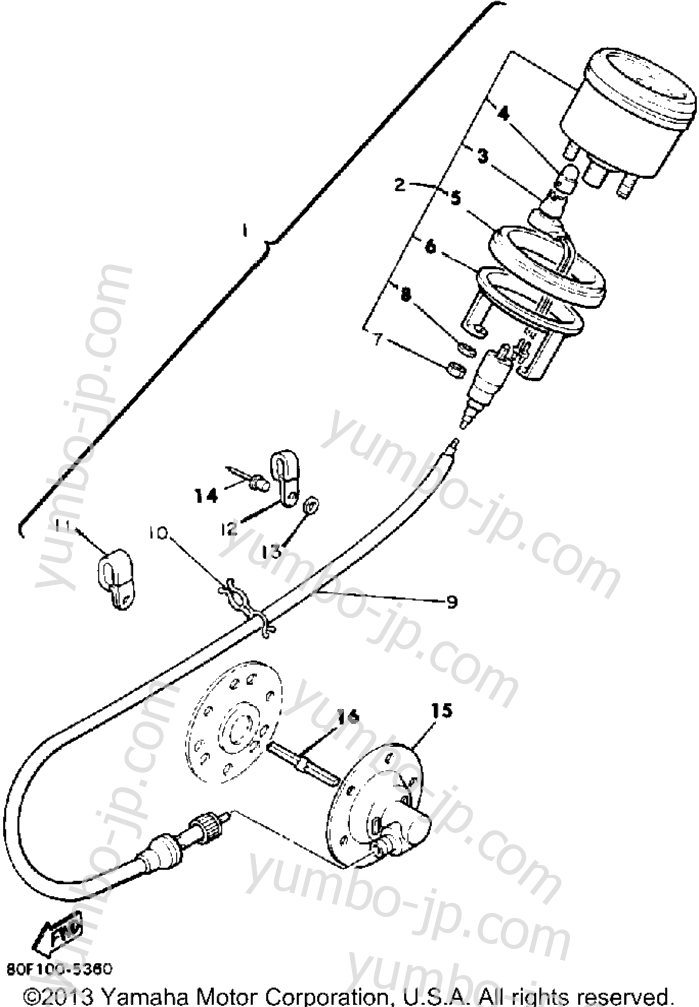 Speedometer Kit (Alternate Parts) for snowmobiles YAMAHA BRAVO (BR250J) 1985 year