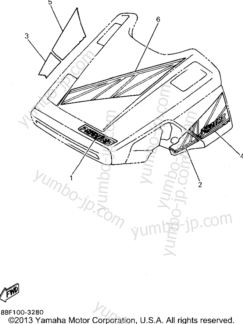 Emblem (Shroud) для снегоходов YAMAHA PHAZER II LE (ELEC START) (PZ480EU) 1994 г.