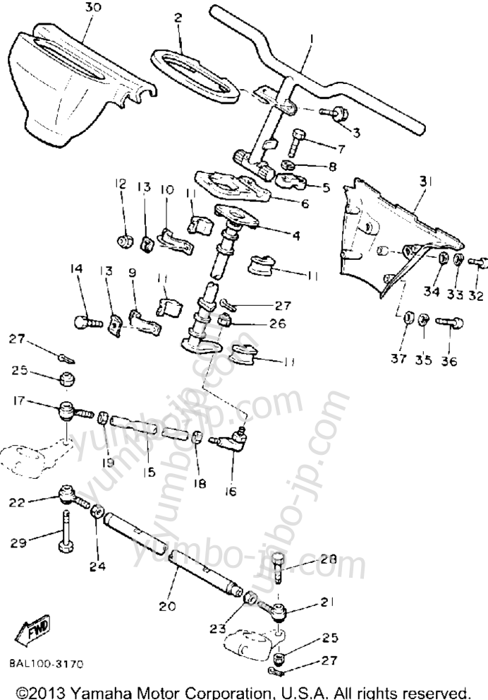 Steering for snowmobiles YAMAHA PHAZER II ST (PZ480STT) 1993 year