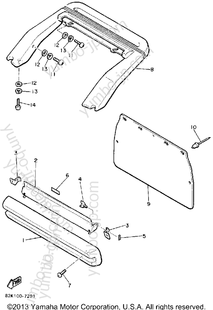 Bumper for snowmobiles YAMAHA PHAZER DELUXE (ELEC START) (PZ480EN) 1989 year