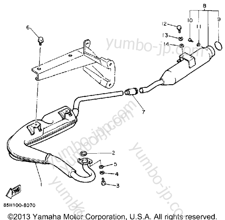 Exhaust for snowmobiles YAMAHA SNOSCOOT (ELEC START) (SV80EM) 1988 year