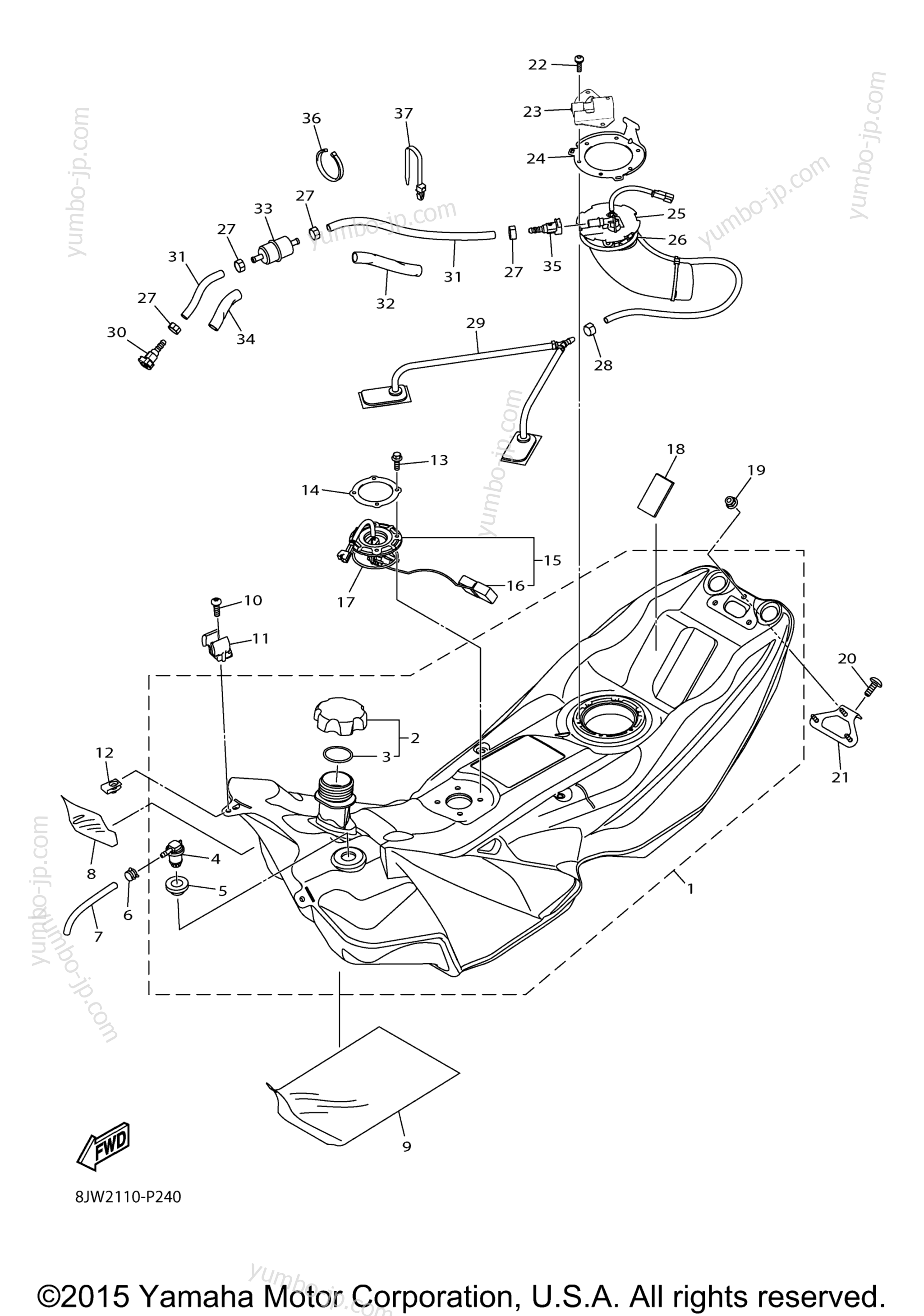 Топливный бак для снегоходов YAMAHA SRVIPER M TX 153 SE (SR10M53SFL) 2015 г.