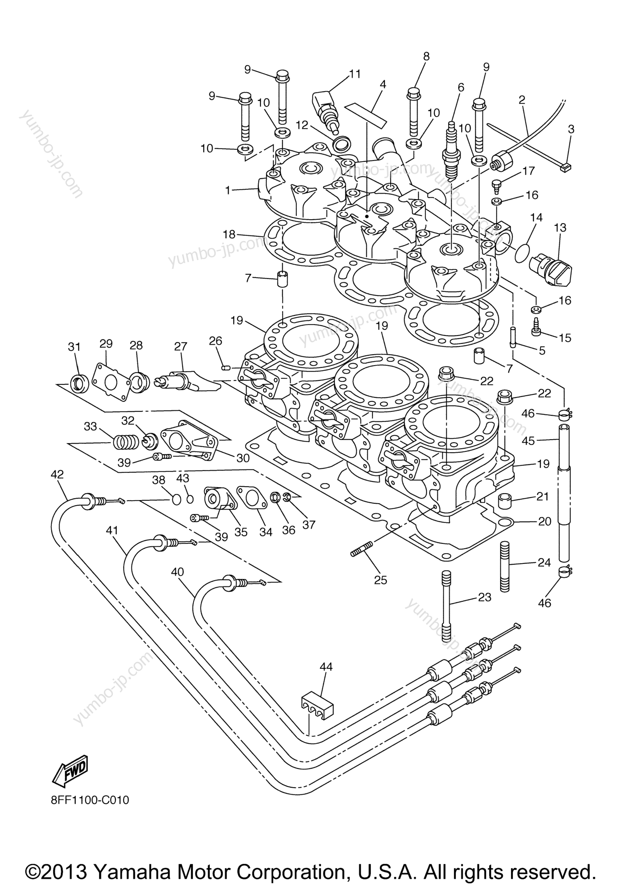 CYLINDER HEAD for snowmobiles YAMAHA SX VIPER S (SXV70SJ) 2004 year