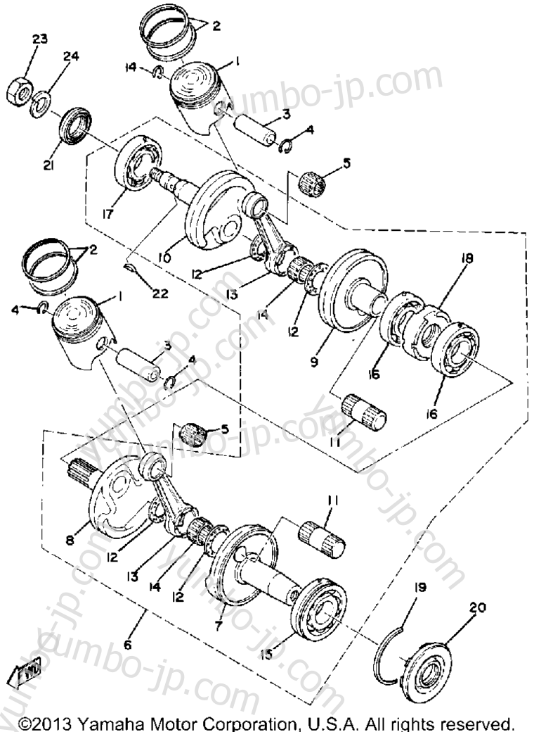 Crankshaft - Piston for snowmobiles YAMAHA ET340ED 1980 year