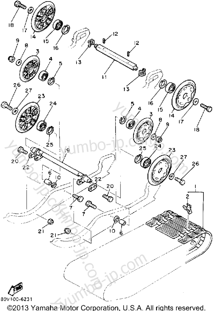 Track Suspension 1 for snowmobiles YAMAHA BRAVO (BR250P) 1990 year