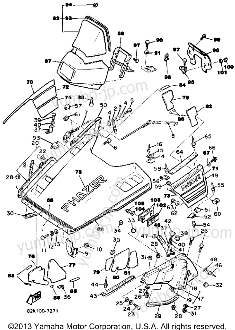 Shroud - Winshield for snowmobiles YAMAHA PHAZER (PZ480M) 1988 year