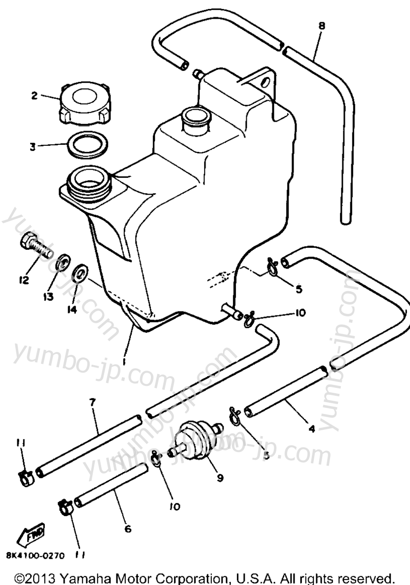 OIL TANK для снегоходов YAMAHA SRV (SR540H) 1984 г.